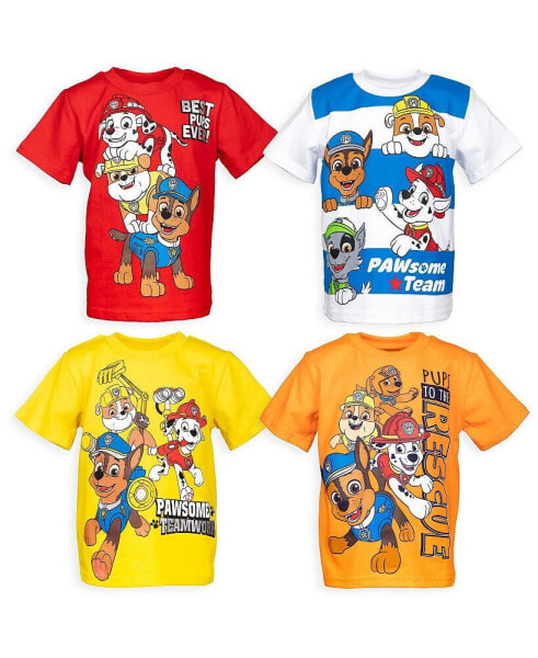 Toddler Boys Paw Patrol Chase Marshall Rubble Rocky 4 Pack Graphic T-Shirts to