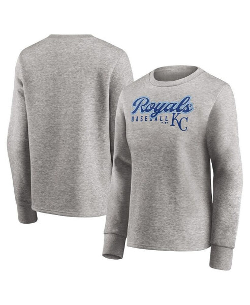 Women's Heathered Gray Kansas City Royals Crew Pullover Sweater