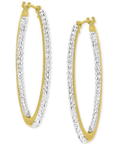 Crystal Pavé In & Out Medium Hoop Earrings in 10k Gold, 1.2"