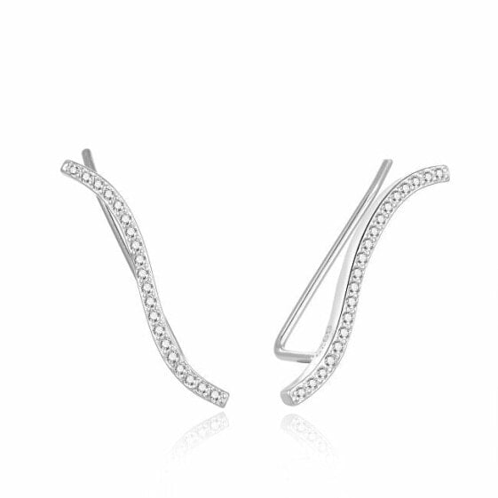 Elegant longitudinal earrings made of silver E0002381