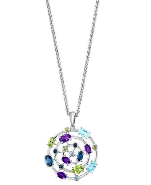 EFFY Collection eFFY® Multi-Gemstone Concentric Circle 18" Pendant Necklace (3-5/8 ct. t.w.) in Sterling Silver