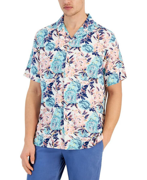 Men's Regular-Fit Floral-Print Button-Down Camp Shirt, Created for Macy's