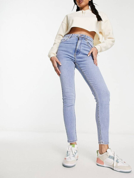 Bershka high waist ankle length skinny jean in light blue