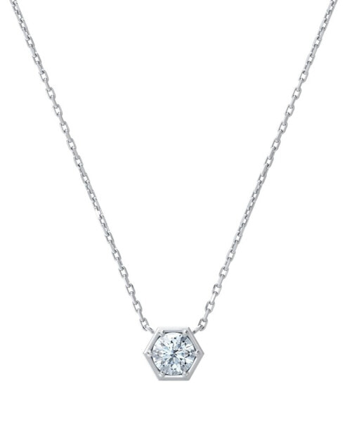 De Beers Forevermark diamond Honeycomb Solitaire Pendant Necklace (1/4 ct. t.w.) in 14k White or Yellow Gold, 16" + 2" extender