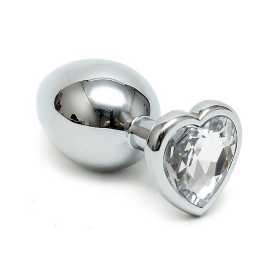 Анальная пробка BONDAGE PLAY Butt Plug Steel Crystal Heart Transparent