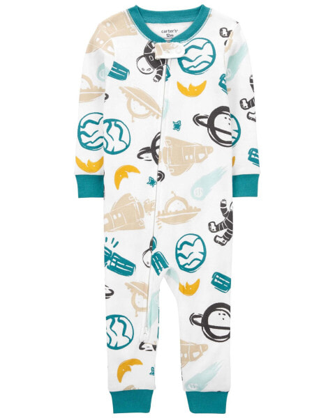 Toddler 1-Piece Space 100% Snug Fit Cotton Footless Pajamas 4T