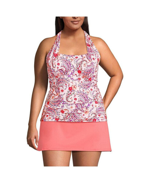 Plus Size Square Neck Halter Tankini Swimsuit Top