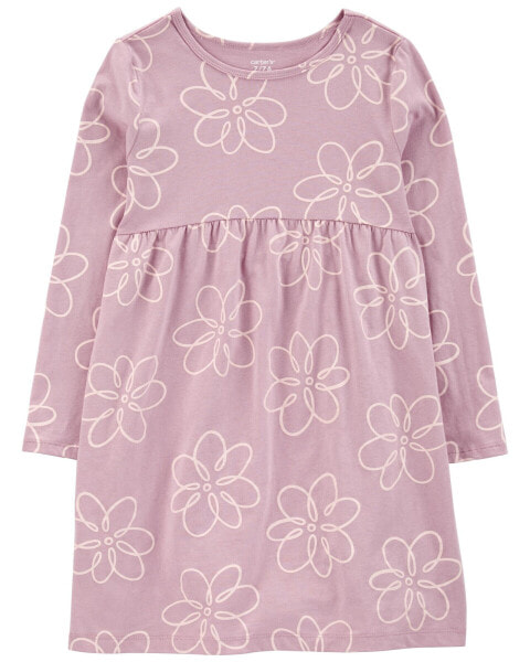 Kid Floral Long-Sleeve Jersey Dress 8