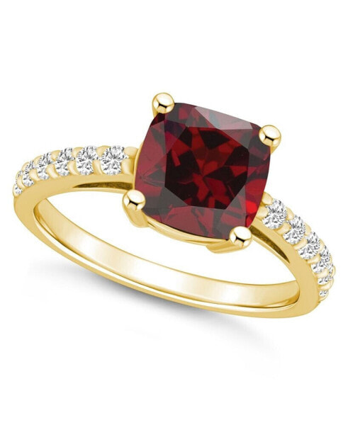 Garnet (2-3/4 Ct. T.W.) and Diamond (1/3 Ct. T.W.) Ring in 14K Yellow Gold