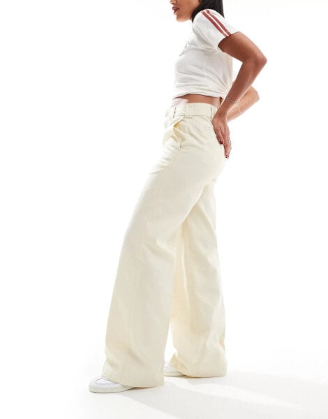 Dickies wide leg work trousers in cream