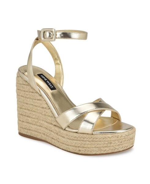 Women's Earnit Round Toe Ankle Strap Wedge Sandals