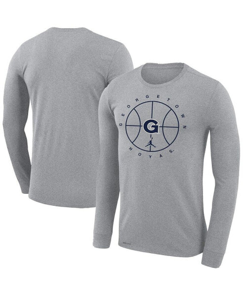 Men's Heathered Gray Georgetown Hoyas Basketball Icon Legend Performance Long Sleeve T-shirt