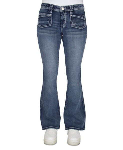 Crave Fame Juniors' Heavy-Stitch Flare-Leg Denim Jeans