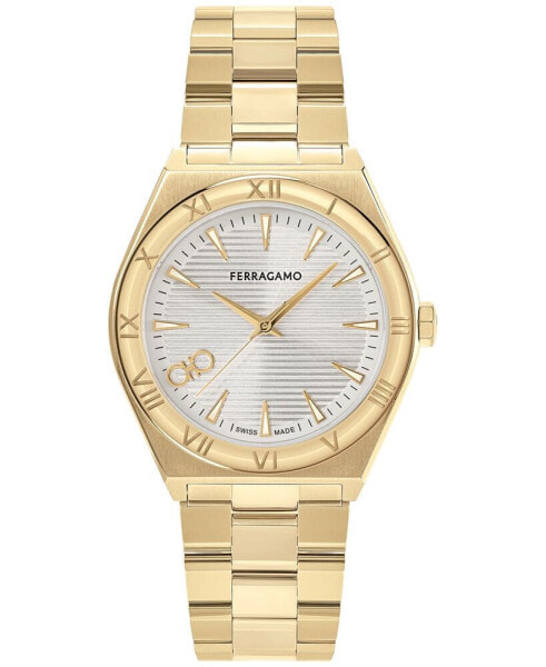 Salvatore Men's Swiss Vega Upper East Gold Ion Plated Stainless Steel Bracelet Watch 40mm