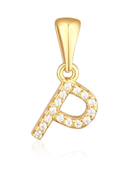 Gold-plated pendant with zircons letter "P" SVLP0948XH2BIGP