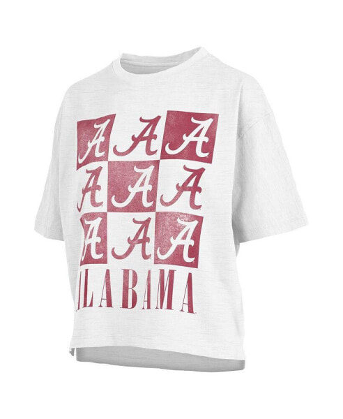 Women's White Distressed Alabama Crimson Tide Motley Crew Andy Waist Length Oversized T-shirt