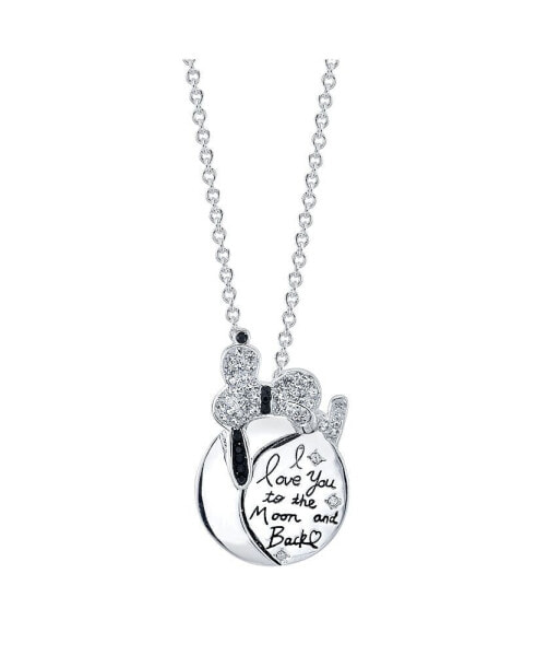 Peanuts snoopy "I Love You To The Moon" Plated Silver Crystal Pendant Necklace, 16" + 2" Extender for Unwritten