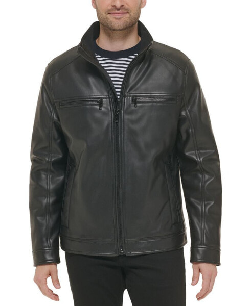 Men's Faux Leather Moto Jacket, Created for Macy's