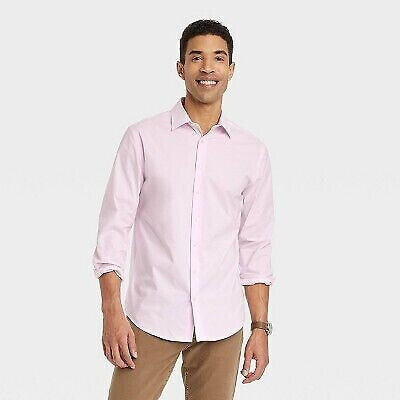 Men's Long Sleeve Tie Collared Button-Down Shirt - Goodfellow & Co Purple S