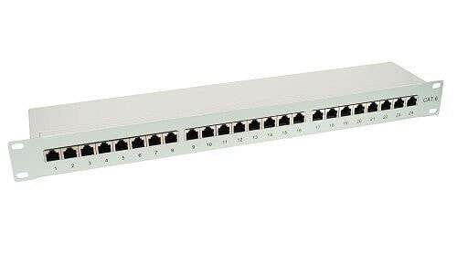 InLine Patch Panel Cat.6 24 Port 19" 1HE light grey RAL7035