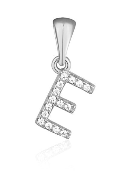 Silver pendant with zircons letter "E" SVLP0948XH2BI0E