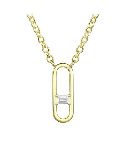 14K Gold Plated Baguette Cubic Zirconia Modern Necklace