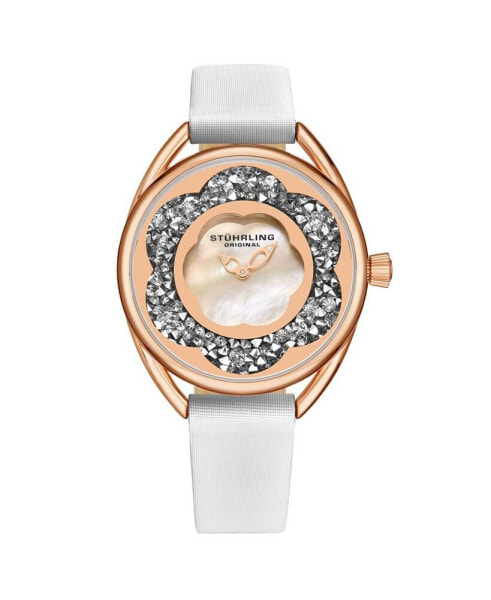 Women's White Leather Strap Watch 38mm