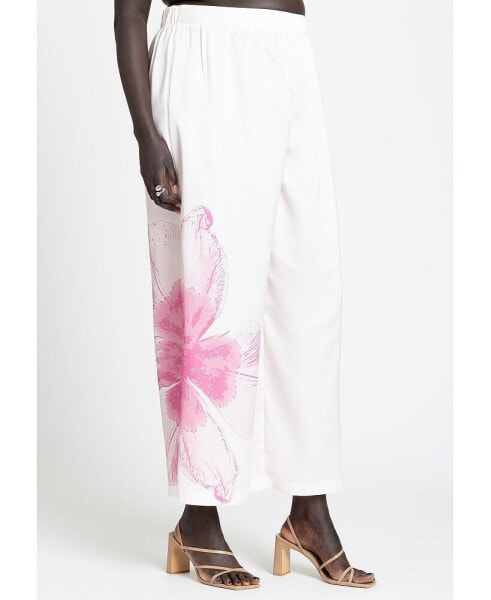 Plus Size Pull On Printed Wide Leg Pant