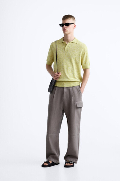 Jacquard knit polo shirt