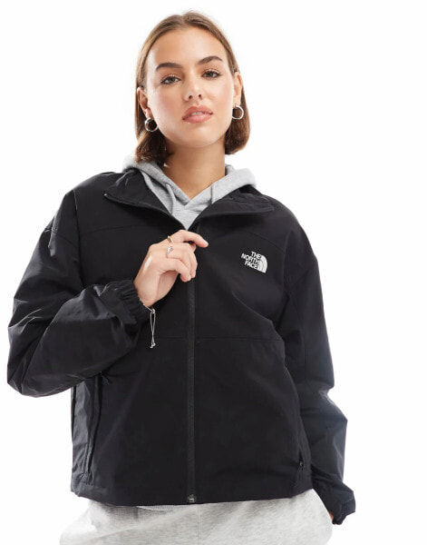 The North Face Easy Wind logo zip jacket in black