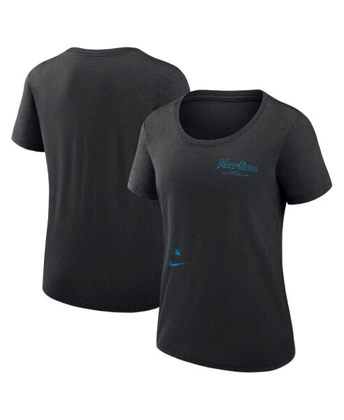 Women's Black Miami Marlins Authentic Collection Performance Scoop Neck T-shirt