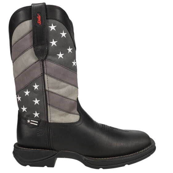 Durango Rebel Faded Flag Patriotic Square Toe Wellington Mens Black, Grey Casua