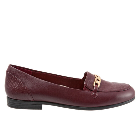 Trotters Anastasia T1750-627 Womens Burgundy Leather Loafer Flats Shoes 9.5