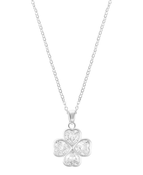 Adjustable Clear Crystal Heart Clover Necklace