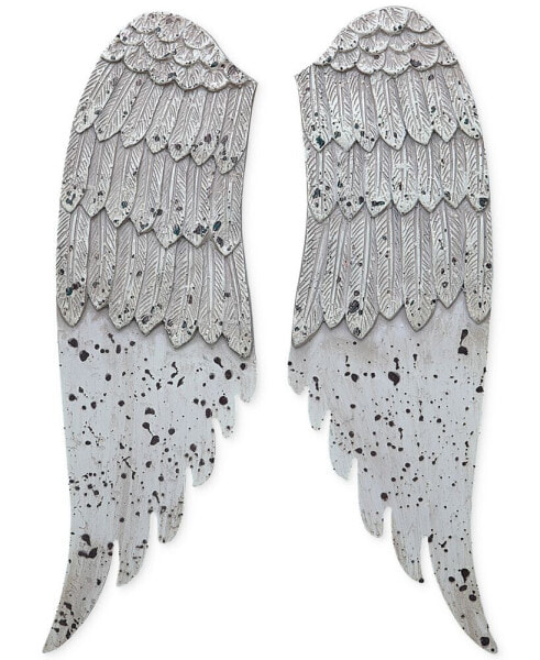 Картина 3R Studio Ангельские крылья маленькие из дерева с дистресированным финишем, серый