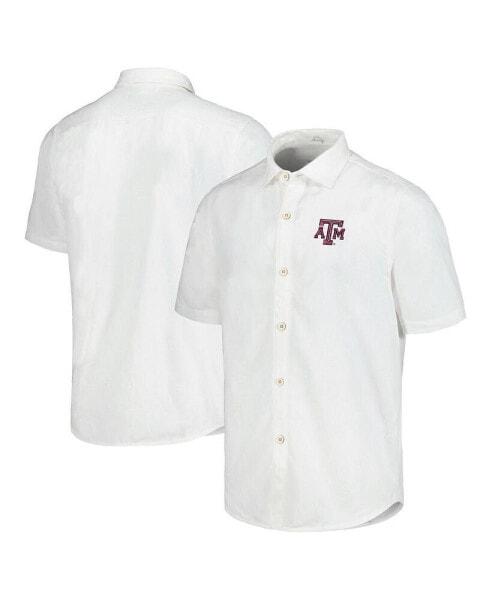 Рубашка с коротким рукавом Tommy Bahama для мужчин Белая Texas A&M Aggies Coconut Point Palm Vista IslandZone Camp