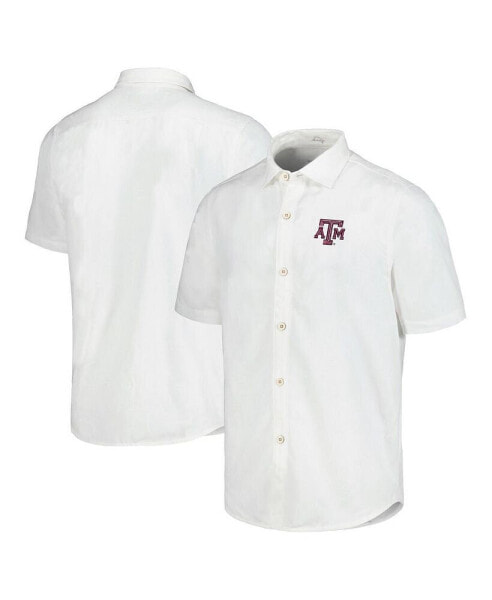 Men's White Texas A&M Aggies Coconut Point Palm Vista IslandZone Camp Button-Up Shirt