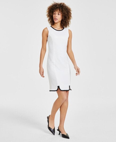 Women's Stretch-Crepe Contrast-Trim Sheath Dress