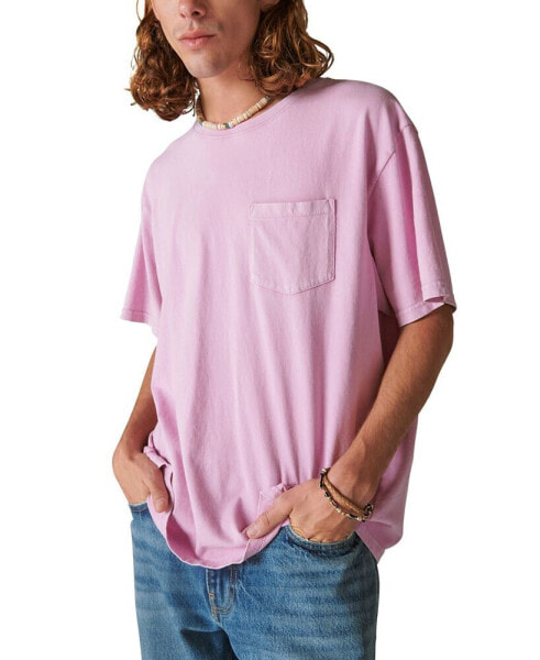 Men's Washed Short Sleeves Pocket Crew Neck T-shirt