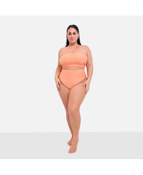 Plus Size Essential Bandeau Bikini Swim Top - Peach