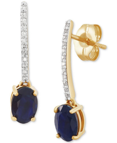 Sapphire (1-1/3 ct. t.w.) & Diamond (1/20 ct. t.w.) Drop Earrings in 10k Gold