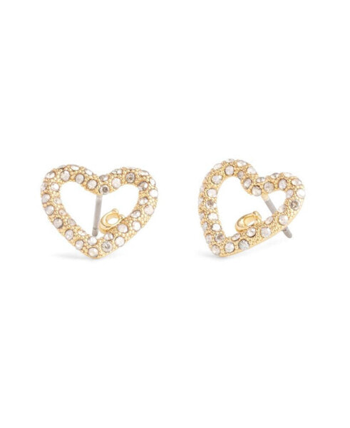 Faux Stone Signature Pavé Heart Stud Earrings