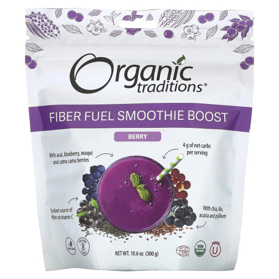 Organic Traditions, Fiber Fuel Smoothie Boost, шоколад, 300 г (10,6 унции)