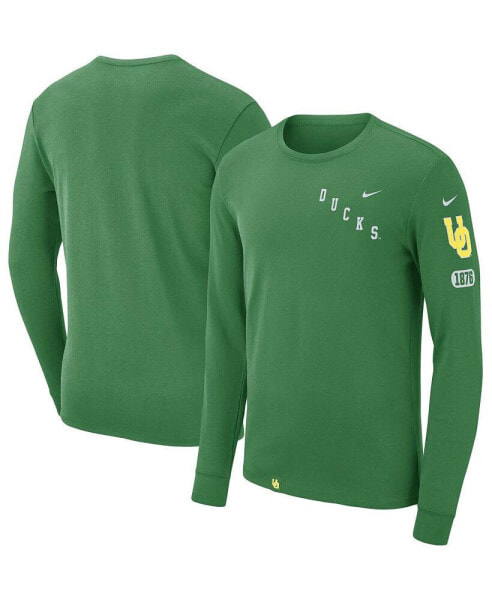 Men's Green Oregon Ducks Repeat Logo 2-Hit Long Sleeve T-shirt