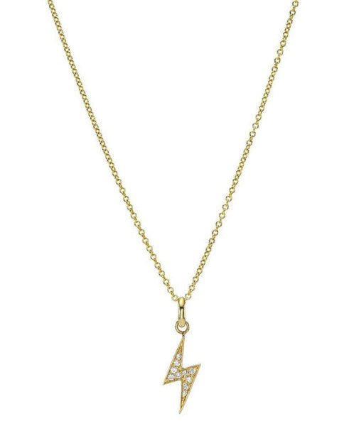 Diamond Lightning Bolt Pendant Necklace (1/10 ct. t.w.) in 14k Gold, 16" + 2" extender