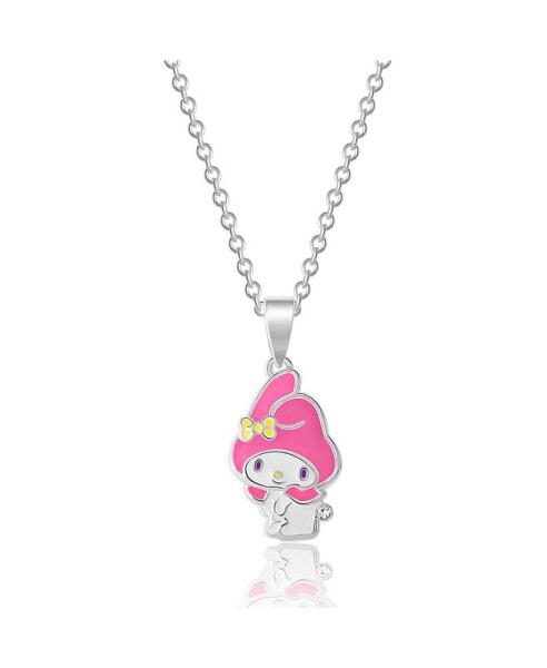 Hello Kitty sanrio Silver Plated and Clear Crystal My Melody Pendant - 18'' Chain, Officially Licensed Authentic