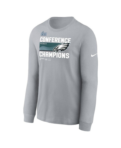 Men's Gray Philadelphia Eagles 2022 NFC Champions Trophy Collection Long Sleeve T-shirt