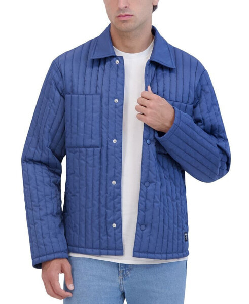 Men's Slim-Fit Vertical Quilted Shirt Jacket