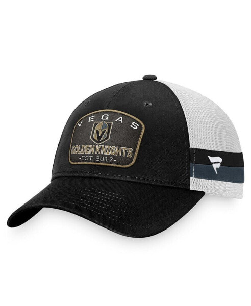 Men's Black, White Vegas Golden Knights Fundamental Striped Trucker Adjustable Hat