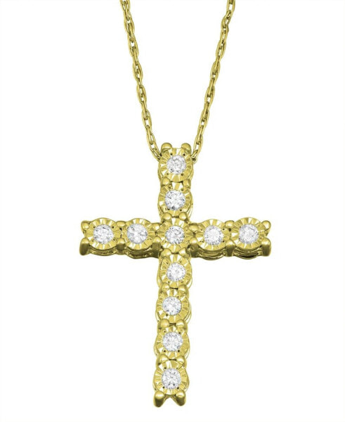 Macy's diamond Cross Pendant Necklace (1/4 ct. t.w.) in Sterling Silver